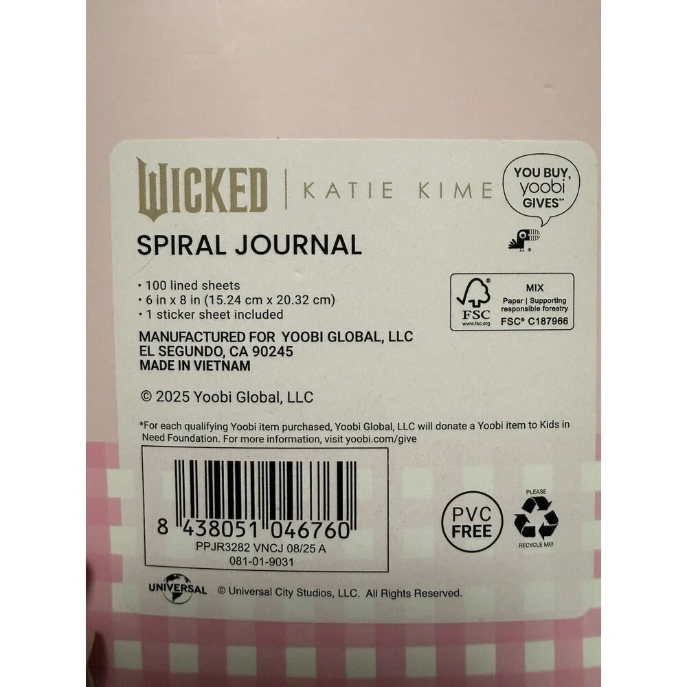 NWT Wicked Yoobi Katie Kime Pink Journals Pen Set Glinda Fan Back 2 School Gift